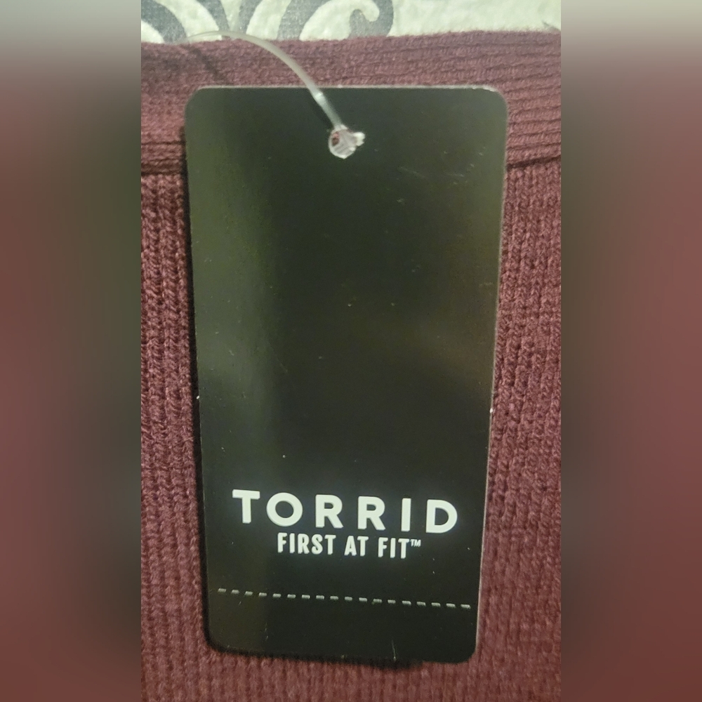 Torrid Long Sleeve Lace Trim V-Neck Tunic Sweater Sz 1/1X New With Tag - Picture 5 of 11